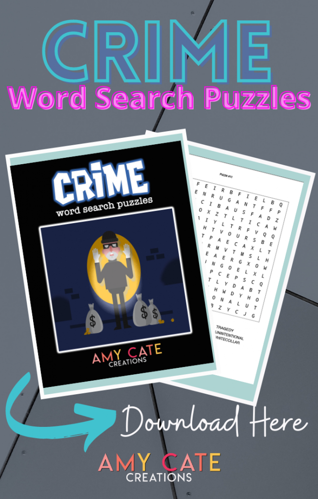 Crime word search puzzles.